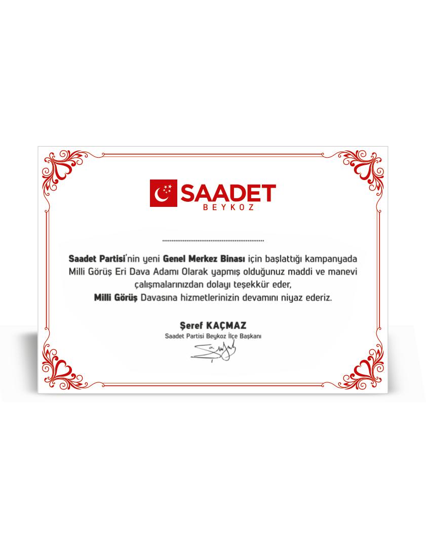 TEŞEKKÜR BELGESİ